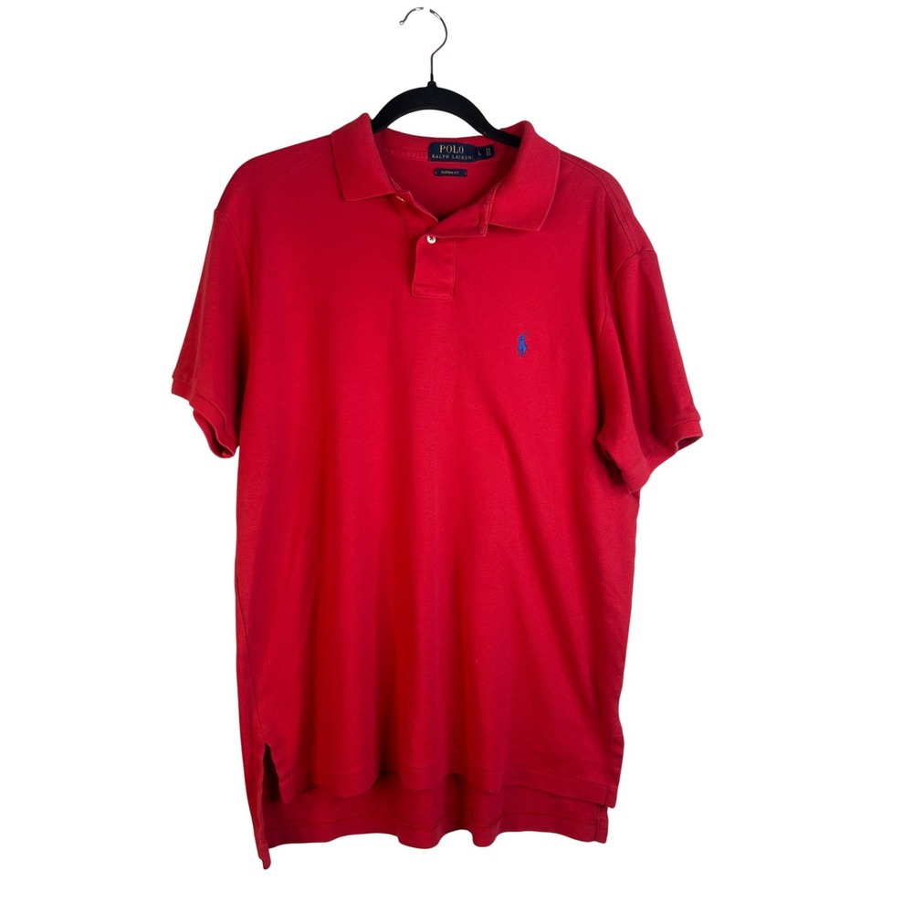 Polo Ralph Lauren Men's Red Custom Fit Short Sleeve Pony Polo Shirt Size Large
